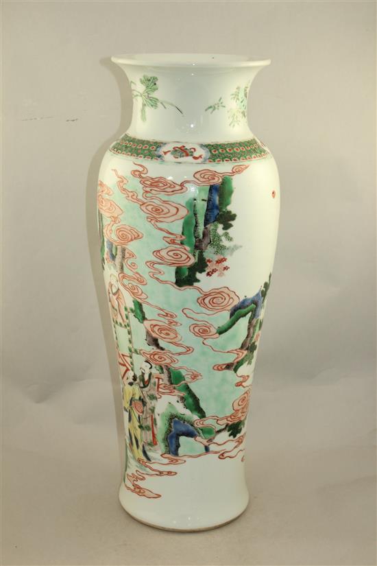A large Chinese famille verte baluster vase, in Kangxi style, 59.5cm